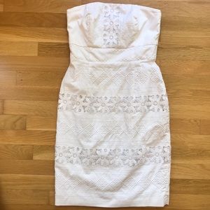 white lace embroidered body con dress